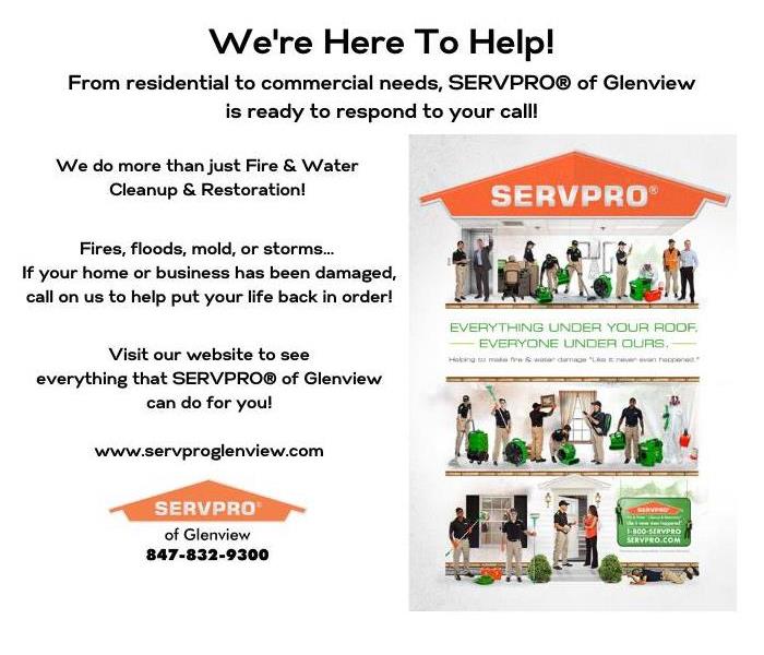 Graphic showing a number of services offered by SERVPRO